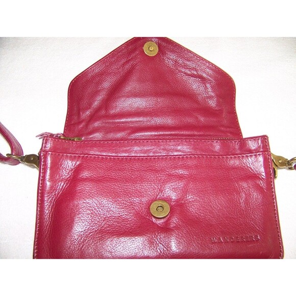 Leather Crossbody Wallet Purse Wristlet Burgundy Convertible Bag Removable Strap - Picture 8 of 16